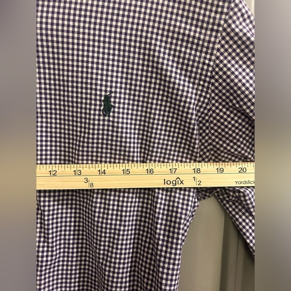 Ralph Lauren Button Down Shirt Mens Large Long Sleeve Purple White Gingham - Picture 7 of 8
